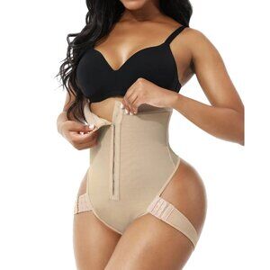 High Waist Hook-n-Eye Thong Shapewear - Side Straps Butt Lifter Tummy Control